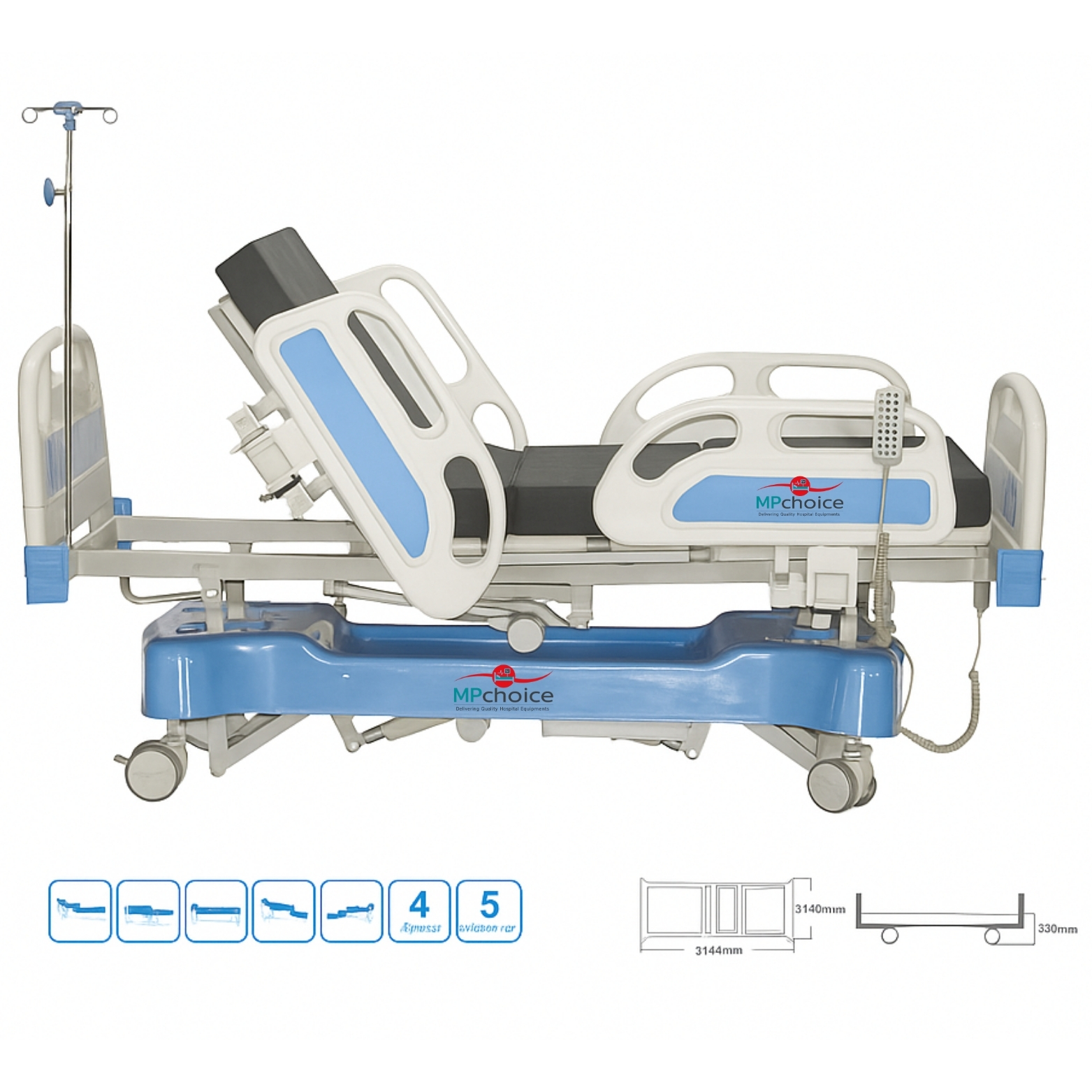 Five Functions Electric ICU Bed MP Manufacturers in Meerut